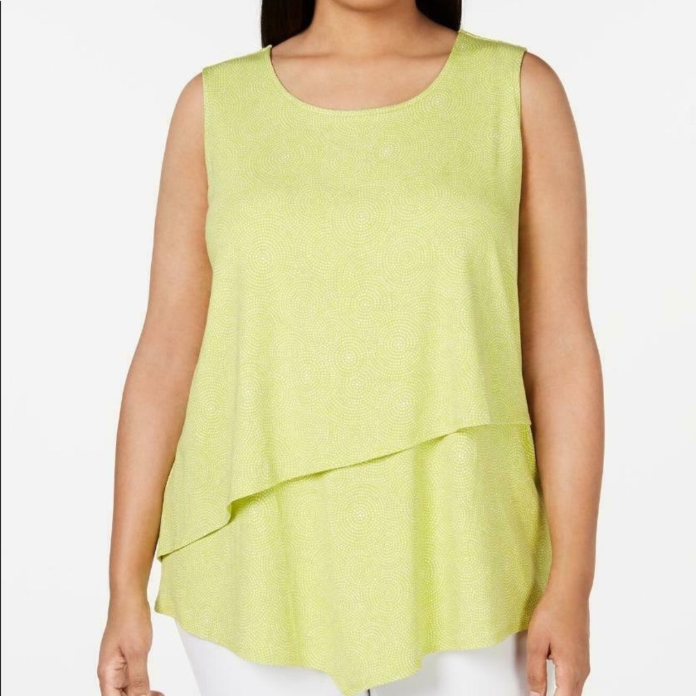 Alfani Women’s Plus 1X Asymmetric Green Tunic NWT